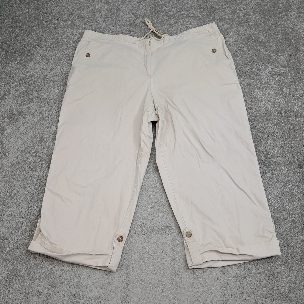 Sag Harbor Sport Woman Beige Capri Pants Size 20W Elastic Drawstring T64816KH